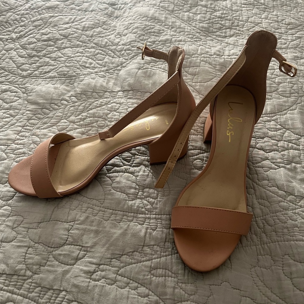 Lulu’s Nude Ankle Strap Heels
